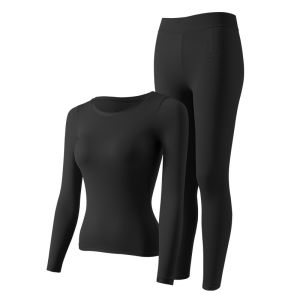 DIVVA Womens Seamless Thermal Underwear Set | Built-in Bra Padded Wireless Warm Winter Base Layer