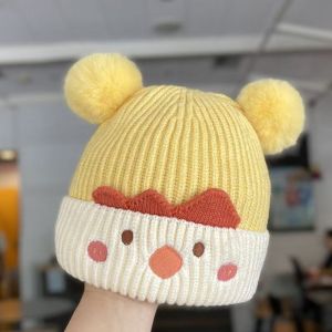 หมวกไหมพรมเด็กน่ารัก นุ่มสบาย มีปอมปอมที่หู เหมาะสำหรับฤดูใบไม้ร่วงและฤดูหนาว หมวกไหมพรมหนา นุ่ม ช่วยปกป้องหูได้ดี