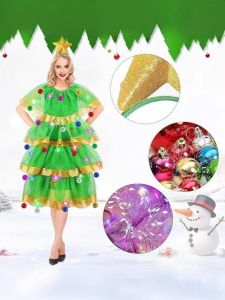 [Midnight store] 2025 Christmas clothing Adult cosplay green clothing Performance clothing Christmas tree day cute elf clothing