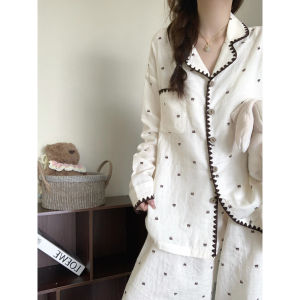 Large Size Sleepwear Spring Autumn Woman Long Sleeved and Long Pants Set New Style Cute Bear Printed Pajamas Girl Loose Lounge Wear Set