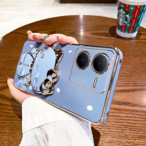 Applicable to vivoiQOO Z8 mobile phone case electroplated cat bracket makeup mirror iqooZ7X silicone soft case protective case h260709