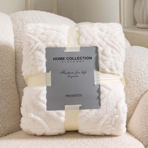 Jacquard Tafu Fleece Blanket Solid Color Winter Plush Fleece BedspreadWarm All-Season Polyester Throw for Bed and Office NapMachine Washable-Without Pillowcase