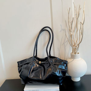 FQ1 Womens PU Leather Tote Bag Soft Pleated Underarm Shoulder Bag Vintage Medium Commuter QF1