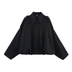 DSF Studio 9-color wind spring and autumn casual suede texture lapel bomber jacket womens B88824
