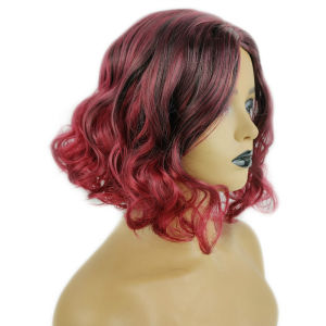 European and American ladies pear flower roll chemical fiber headgear burgundy gradual change small roll Bobo wig