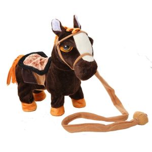 clu Kids Soft Electric plushie Horse Toy Sings Dances Leash-Walking (3 AA Batteries Not Included) ulc
