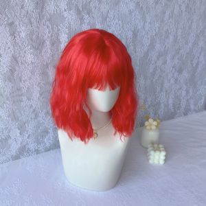 Wig Female Red Air Bangs Wig Internet celebrity Short Roll Water Ripple Fiber Headgear