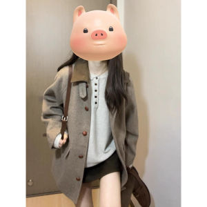 LEMON 2025 new Korean woolen short small coat for womens winter explosion high-end thickened coat is super beautiful