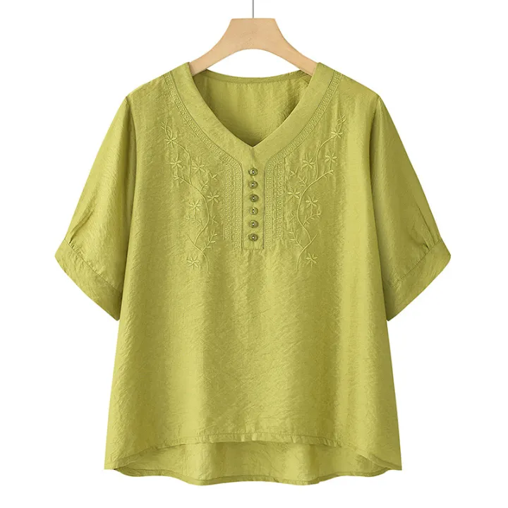 Tencel%20And%20Linen%20Women's%20Set,%20Embroidered%20Short-Sleeve%20T-Shirt,%202025%20Summer%20New%20Middle-Aged%20Mom%20Two-Piece%20Set%20With%20Pants%20And%20Top%20-%20Image%208