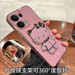Applicable to OPPO Reno13 mobile phone case electroplated KT cat bracket makeup mirror Reno13Pro silicone soft case h2607069