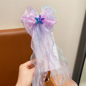 Princess Mermaid Tiara Girls Bow Streamer กิ๊บติดผมสาวน้อย Summer Super Fairy ที่คาดผมถักเปีย