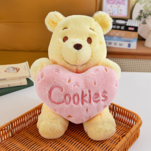 YF Winnie The Pooh Plushie Holding Heart Cookie Stuffed Doll Soft Toy Home Sofa Decor Gift FY