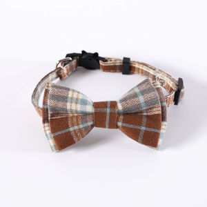 Pet Plaid British Bow Tie Set Collar Anti-choking Cat Dog Adjustable Gentlemans Collar