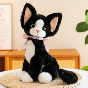 xb Devon Rex Cat Plushie Fluffy Bow Tie Kitten Plush Doll Realistic Cartoon Pet Animal Toy Gift bx