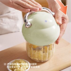 clu Portable Mini Garlic Chopper Wireless USB Rechargeable Food Processor One Touch Kitchen Tool ulc
