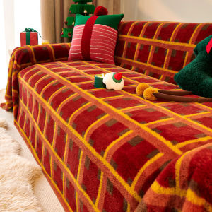 1 2 3 4 Seater Christmas Atmosphere Sofa Towel A Whole Red Decorative High-End Sofa Cover Cloth Blanket