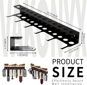 Wall-mounted brush storage rack and garage tool hanger car beauty tool finishing rack to store 12 brushes