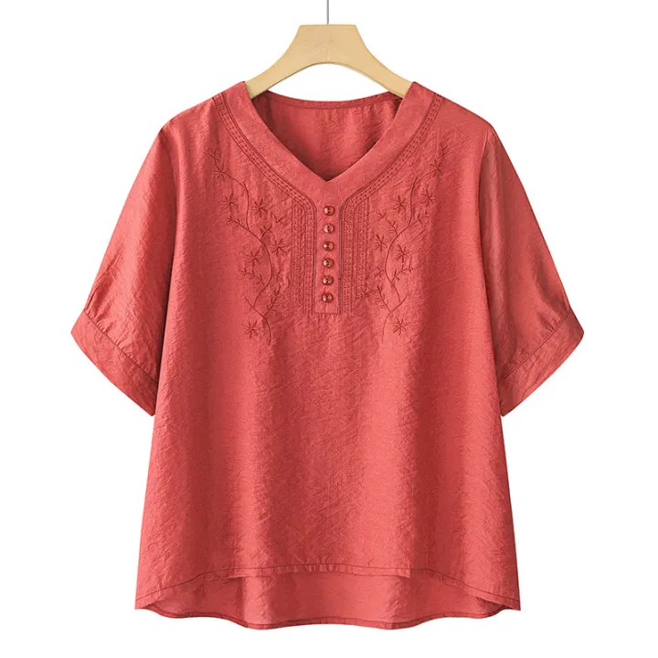 Tencel%20And%20Linen%20Women's%20Set,%20Embroidered%20Short-Sleeve%20T-Shirt,%202025%20Summer%20New%20Middle-Aged%20Mom%20Two-Piece%20Set%20With%20Pants%20And%20Top%20-%20Image%206