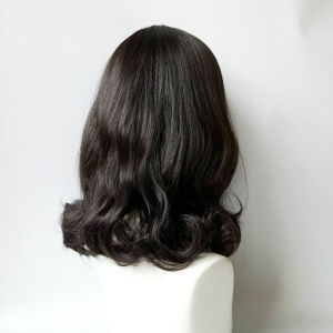 Wig medium and long curly hair medium bangs pear flower roll middle-aged and elderly mother full headgear