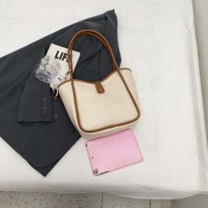 FQ1 Large Tote Bag Women PU Leather Shoulder Handbag Vintage Soft Bucket Zipper Commuter Daily QF1