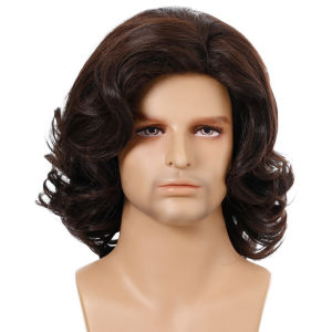 European and American mens wigs oblique bangs fluffy short curly hair cross-border wigs hot-selling foreign trade headgear mens hair