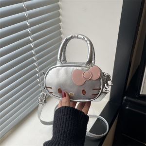 clu 2026 Cute Hello Kitty PU Ladylike Shoulder Bag Stylish Versatile Commuter Handbag ulc