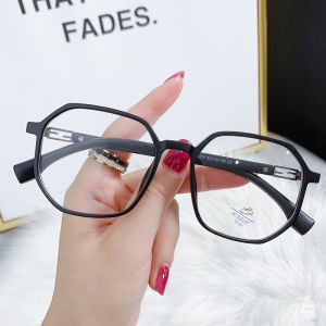 JN IMPRESSION New TR anti-blue light glasses trendy and popular with online influencers featuring polygonal hollowed-out temples and prescription lenses.