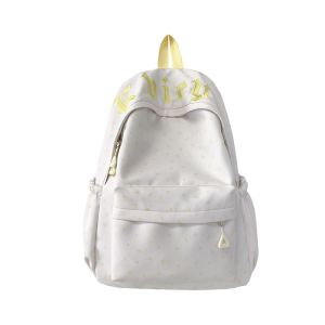 FQ1 Womens Nylon Polka Dot Backpack with Bow and Bunny Charm High-end School Bag for Girls QF1
