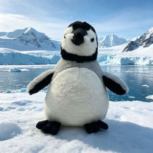 YF Emperor Penguin Chick Plushie Realistic Fluffy Baby Penguin Plush Doll Soft Sea Animal Toy Gift FY