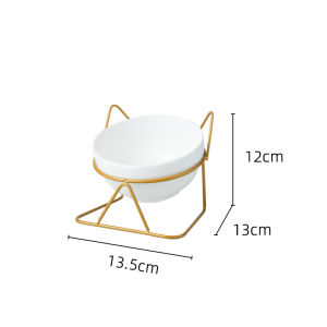 Wholesale Ceramic Cat Bowl High Foot Neck Protection Double Bowl Fixed Rack Anti-knock Pet Cat Drinking Bowl Tilt Mouth Protection