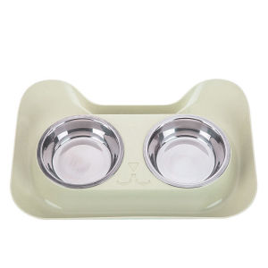 Cat Bowl Double Bowl Integrated Pet Tableware Cat Rice Bowl Cat Food Bowl Cat Water Bowl Stainless Steel Cat Bowl Dog Bowl