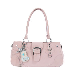 clu Vintage large capacity shoulder bag for woman artistic style saddle bag versatile commuter handbag ulc