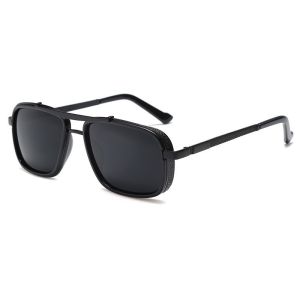Retro Punk Men Metal Double Bridge Square Sunglasses TAC Polarized UV400 Eyewear