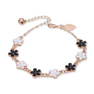 New light luxury single-sided dripping oil four-leaf bracelet female Korean version simple ins good luck versatile girls jewelry