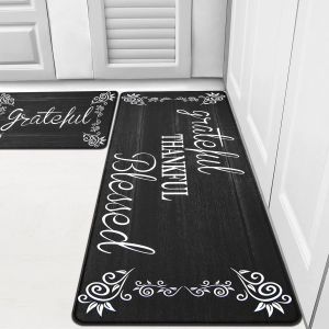 Retro Wood Grain Kitchen Mat Kitchen Mat Stain-Resistant Wear-Resistant Combined Kitchen Mat Two-Piece Set 复古木纹厨房垫 厨房垫 耐脏耐磨组合厨房垫两件套 FUNIANQI