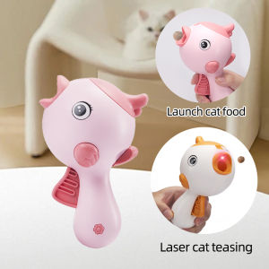 Interactive Cat Toy Teaser Wand Food Launcher Boredom Relief Infrared Laser Pointer Pet Feeding Thrower Barangan Kucing