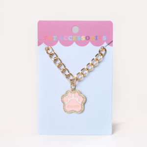 Pet drip full diamond metal necklace bow cat cat paw letter pendant bone puppy collar