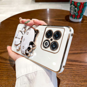 Applicable to OnePlus 12 mobile phone case electroplated cat bracket makeup mirror 1 + 10Pro silicone soft case protective case h2607069