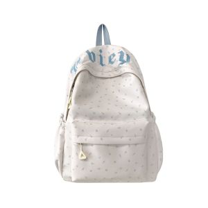 clu Womens Nylon Polka Dot Backpack with Bow and Bunny Charm High-end School Bag for Girls ulc