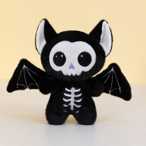 YF Skeleton Bat Plushie Halloween Gothic Spooky Stuffed Animal Doll Home Party Decor Holiday Gift FY