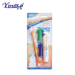 Pet toothpaste dog oral cleaning products dental care tools dog toothbrush set dog toothpaste 4-piece set 6