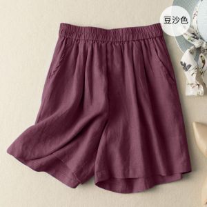 DSF Studio pendant cotton and linen wide-leg pants womens summer loose and thin shorts womens high waist and thin literary and retro casual pants outer wear