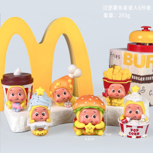 clu 6pcs TWINKLE TWINKLE McDonalds Co-Branded Burger Fries Action Figure Fashionable Cartoon Blind Box ulc