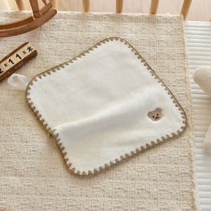 Baby Bibs Square Towel Super Soft Coral Fleece Face Towel Embroidery Boys Girls Handkerchief 25CM