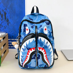 clu 2026 Shark Mouth Large Capacity Backpack Stylish Lightweight Student Schoolbag ulc