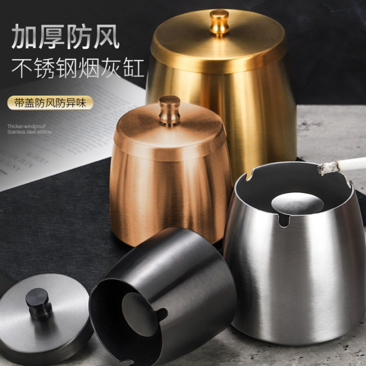 Gạt tàn bằng thép không gỉ dày gạt tàn chống tro bay có nắp khách sạn ...
