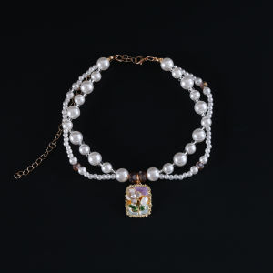 Pet cat dog Princess Margas pearl collar necklace collar Monet garden pendant collar accessories