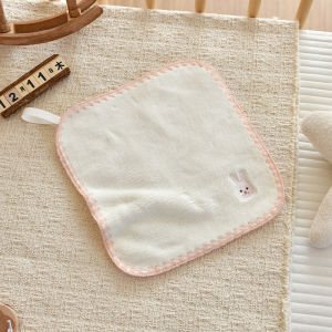 Yếm trẻ em Khăn vuông siêu mềm san hô lông cừu mặt khăn nam họa tiết thêu cô gái khăn tay 25cm