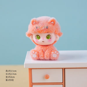 YF Mengli Flocked Sitting Dimoo Cat Resin Craft Trendy Toy Creative Desktop Decor Figurine FY