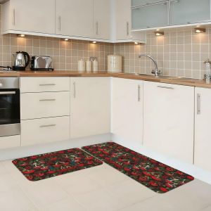 New American-style Retro Kitchen Floor Rug Dirt-resistant Wear-resistant Two-piece Kitchen Mat Set Carpet 新款美式复古厨房地垫 耐脏耐磨组合厨房垫两件套 FUNIANQI